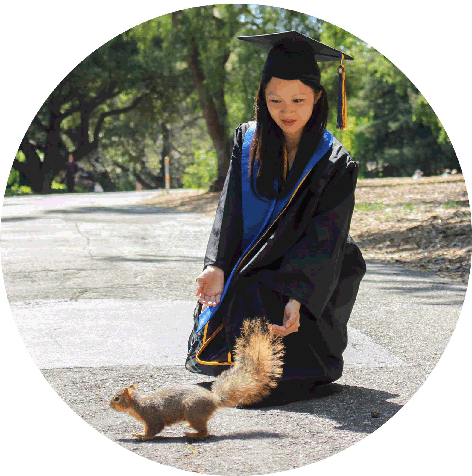 Graduation Day with a squirrel
